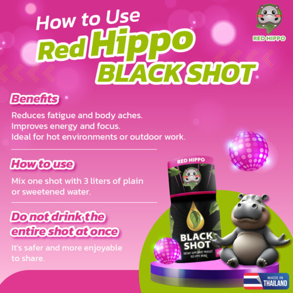 Red Hippo Black Shot - Premium Kratom Energy Drink (0.5L) - Image 4